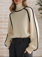 Contrast Trim Turtleneck Sweater