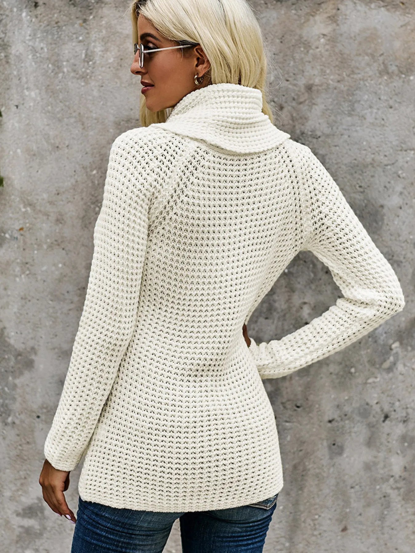 Full Size Texture Turtleneck Long Sleeve Sweater Plus Size