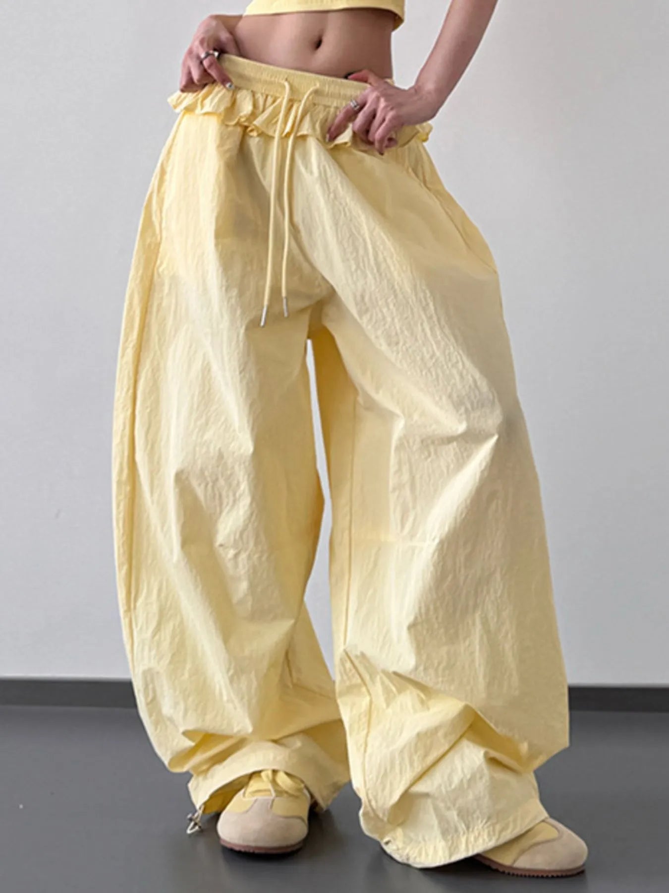 Drawstring Wide Leg Pants