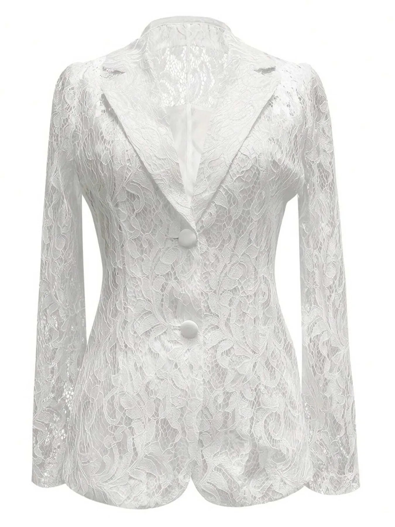 Floral Pattern Lace Single-Breasted Blazer