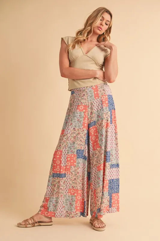 Aemi+Co Printed Wide Leg Pants