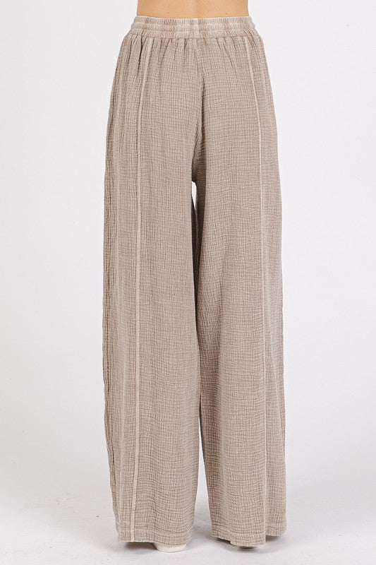 Mittoshop Lace Trim Detail Elastic Waist Cotton Gauze Pants