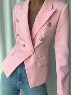 Decor Button Lapel Collar Blazer
