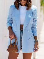 Lapel Collar Long Sleeve Blazer