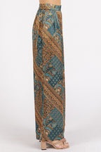 Mittoshop Paisley Patchwork Print Satin Wide Leg Pants