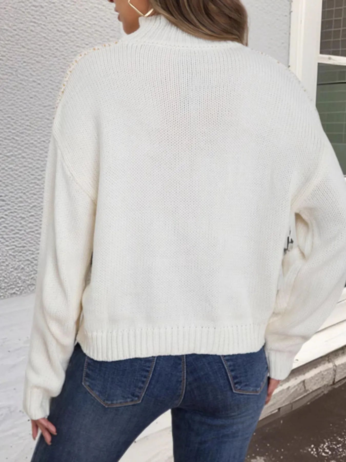 Diamond Pattern Turtleneck Sweater