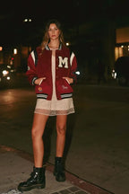 MABLE M Bomber Varsity Jacket with Patch Detail