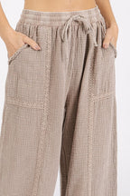 Mittoshop Lace Trim Detail Elastic Waist Cotton Gauze Pants
