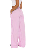 Pocketed Striped Wide Leg Pants