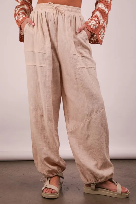 VERY J Wide Leg Gauze Solid Pants
