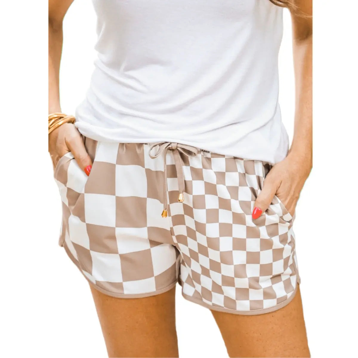 Women's Checkered Drawstring Casual Summer Shorts