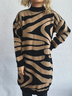 Oversized Zebra Print Long Sleeve Sweater