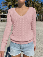Cable Knit V-Neck Sweater