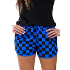Women's Checkered Drawstring Casual Summer Shorts