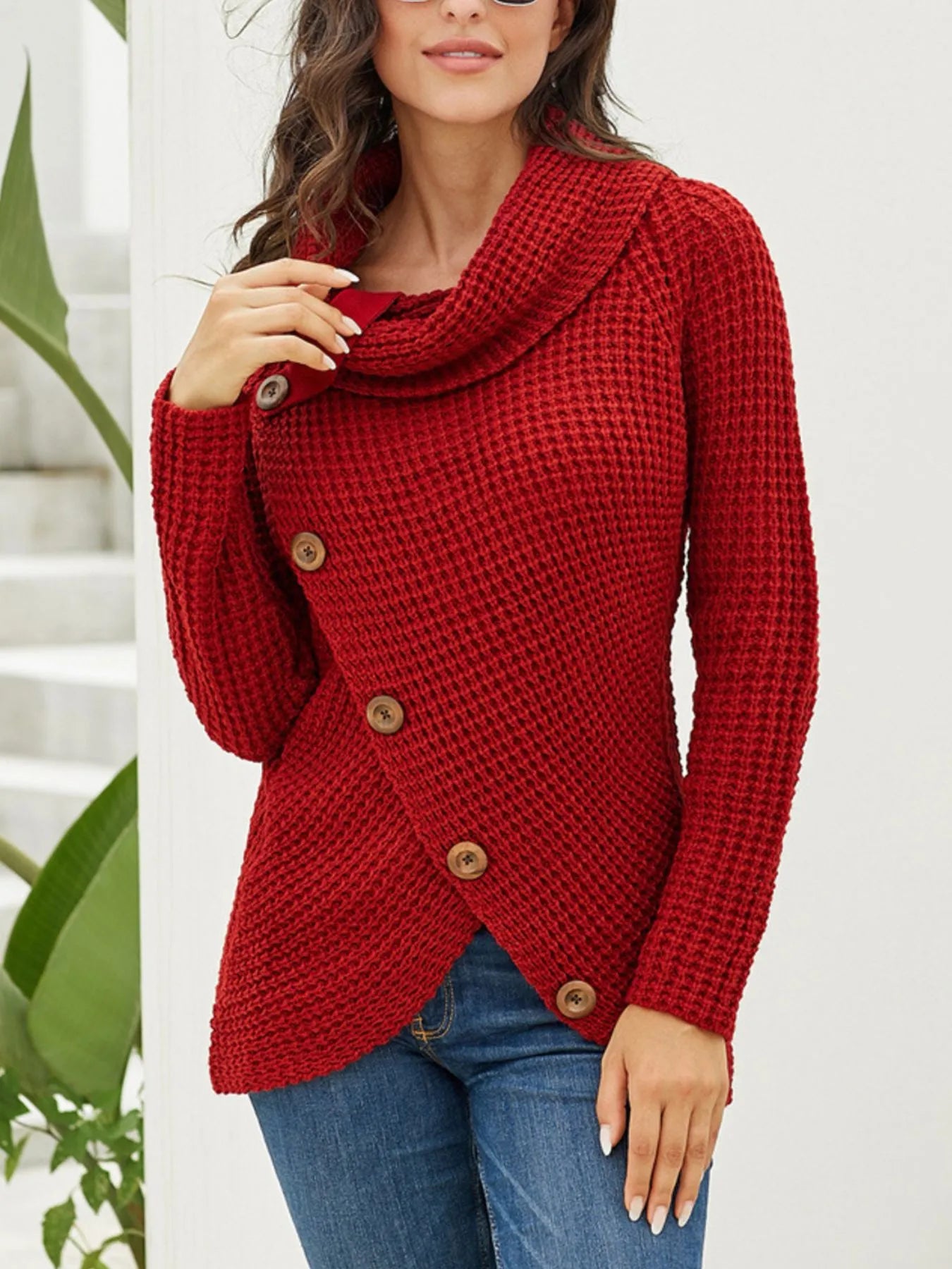 Full Size Texture Turtleneck Long Sleeve Sweater Plus Size