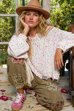 POL Round Neck Fringed Hem Sweater