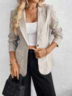 One Button Lapel Collar Blazer