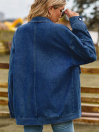 Dropped Shoulder Denim Jacket with Pockets