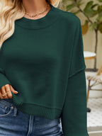 Round Neck Lantern Sleeve Sweater