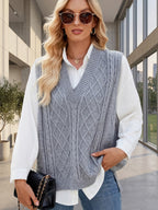Cable Knit V-Neck Sweater Vest