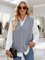 Cable Knit V-Neck Sweater Vest