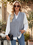 Cable Knit V-Neck Sweater Vest