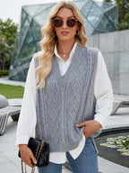Cable Knit V-Neck Sweater Vest