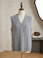 Cable Knit V-Neck Sweater Vest