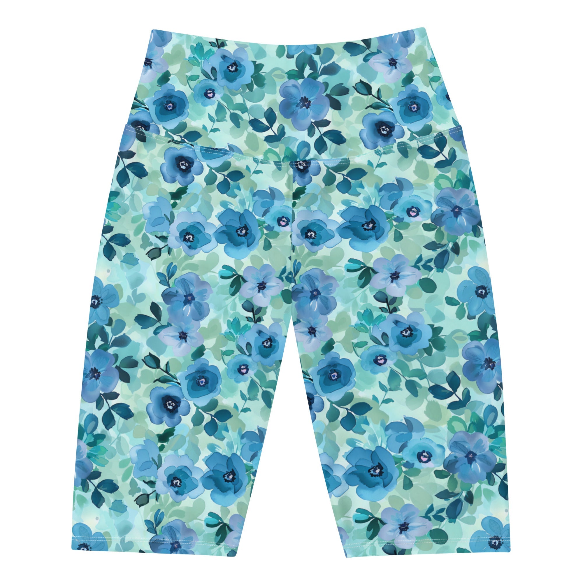 [Floral Bloom] Azure Meadow Biker Shorts