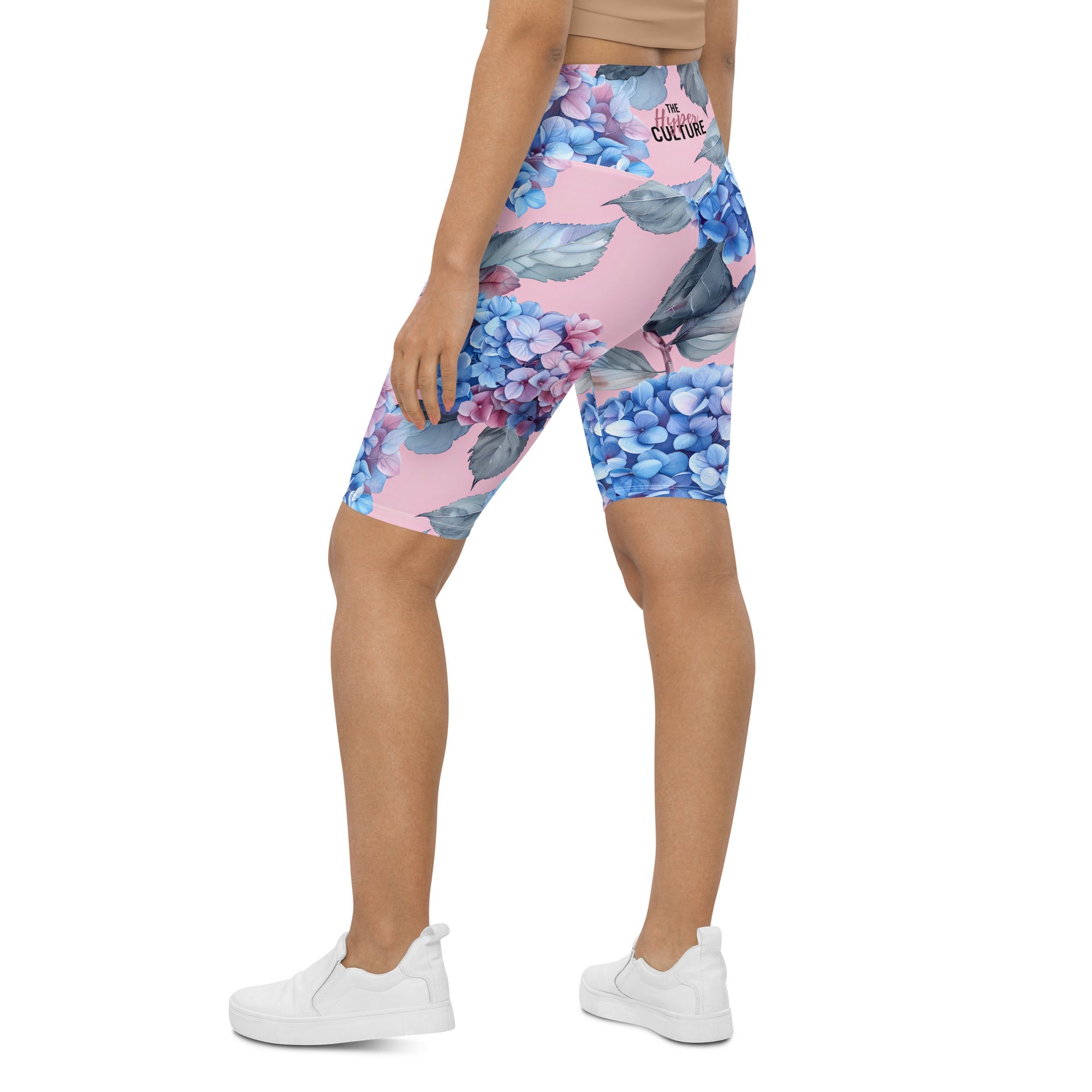 [Floral Bloom] Blushing Hydrangea Biker Shorts