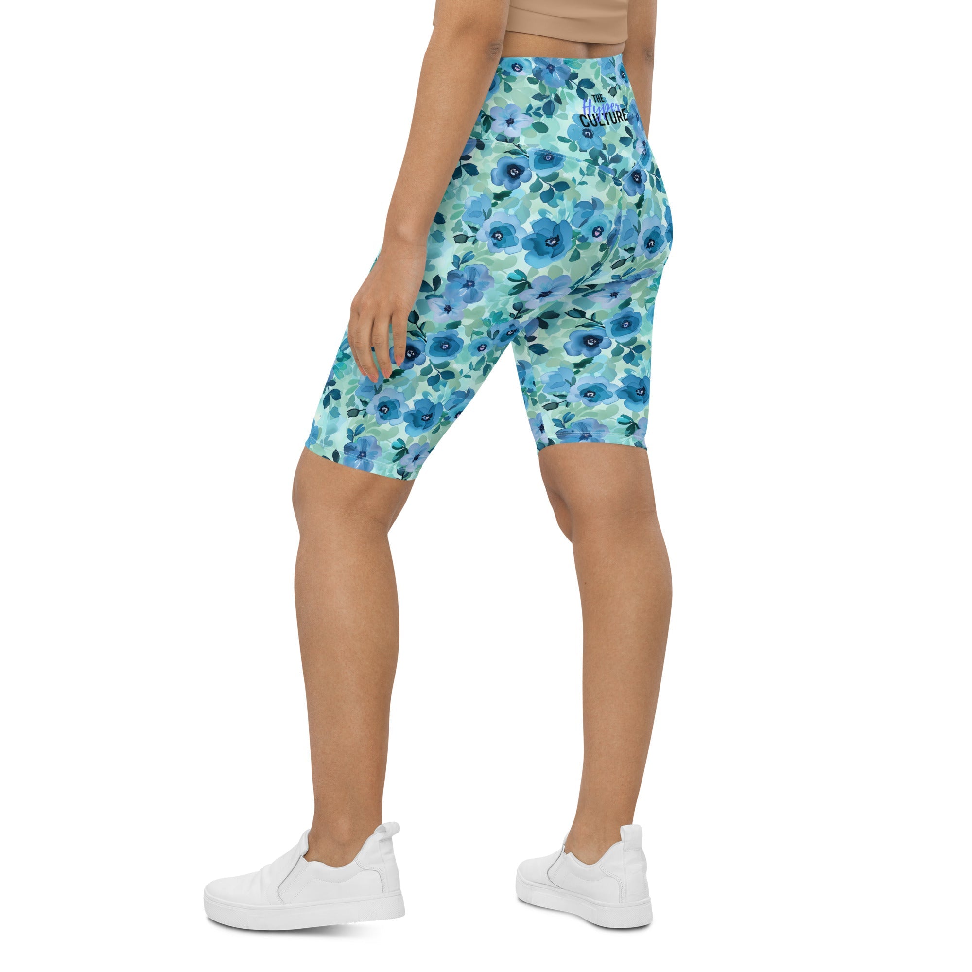 [Floral Bloom] Azure Meadow Biker Shorts
