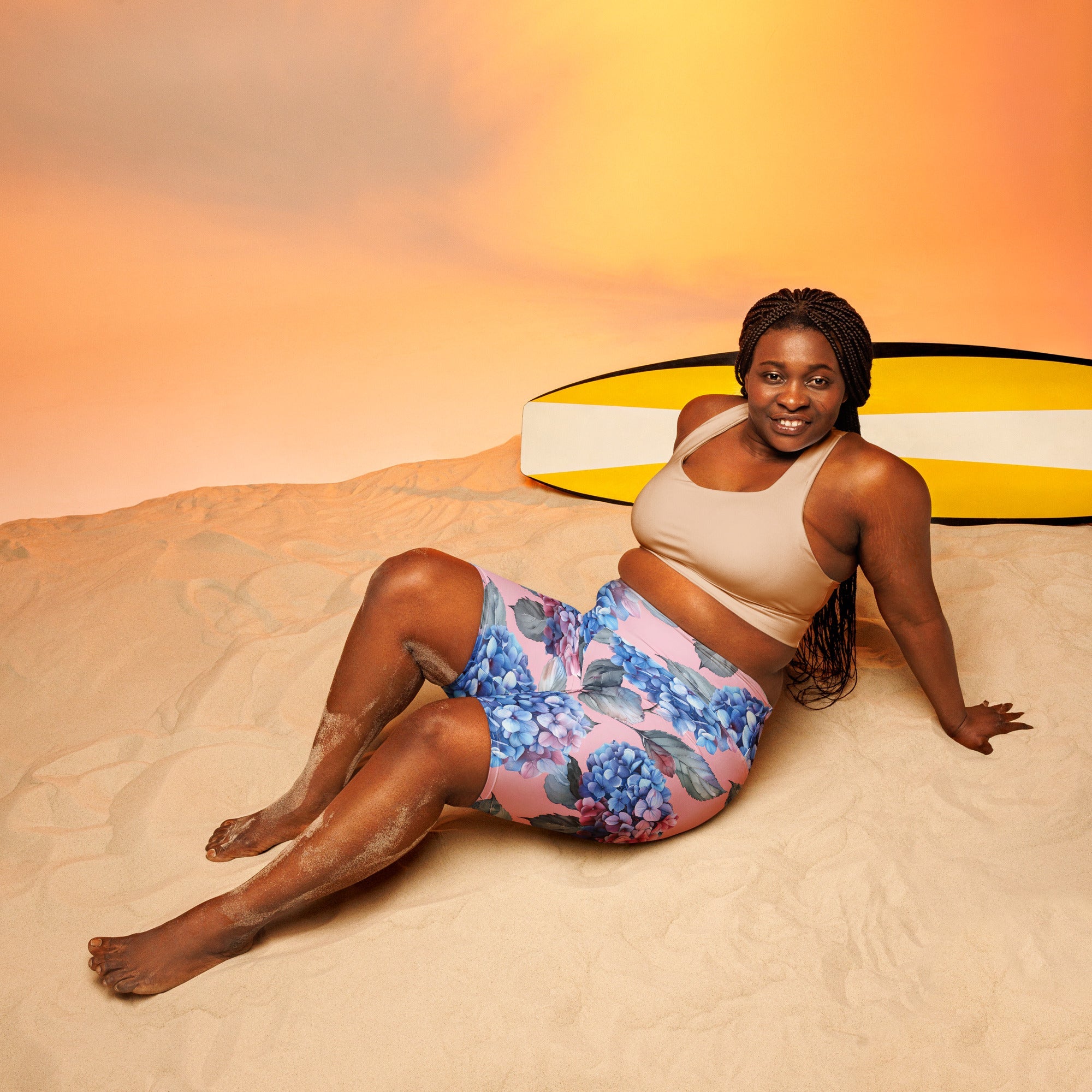 [Floral Bloom] Blushing Hydrangea Biker Shorts