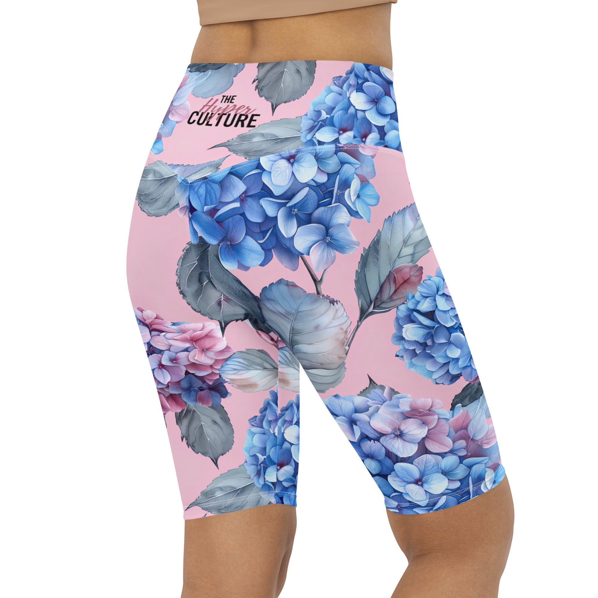 [Floral Bloom] Blushing Hydrangea Biker Shorts
