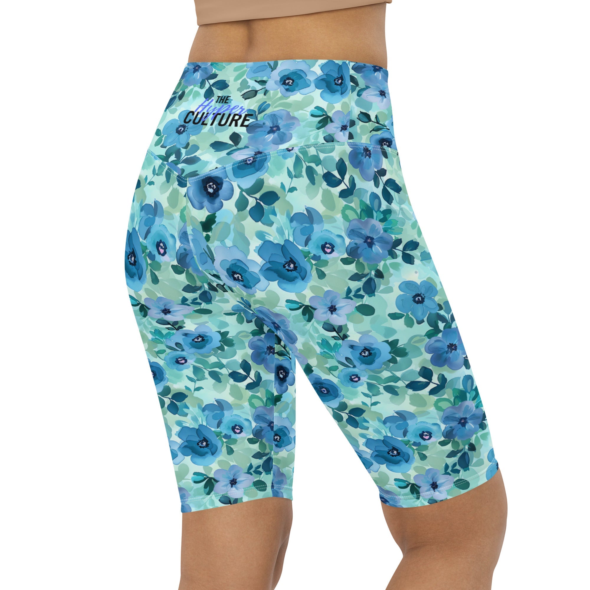 [Floral Bloom] Azure Meadow Biker Shorts