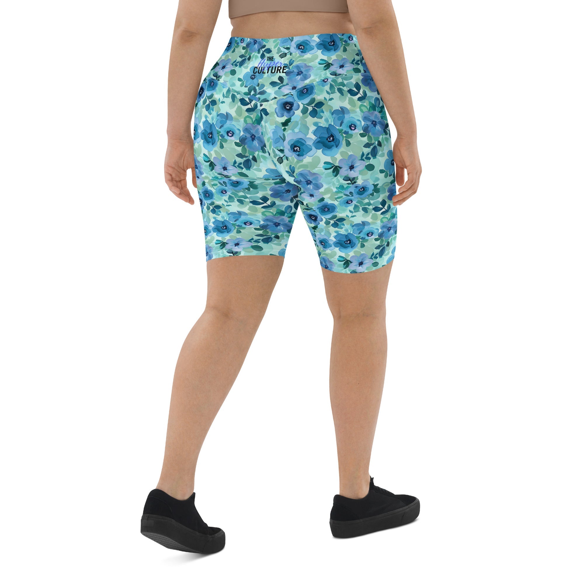 [Floral Bloom] Azure Meadow Biker Shorts