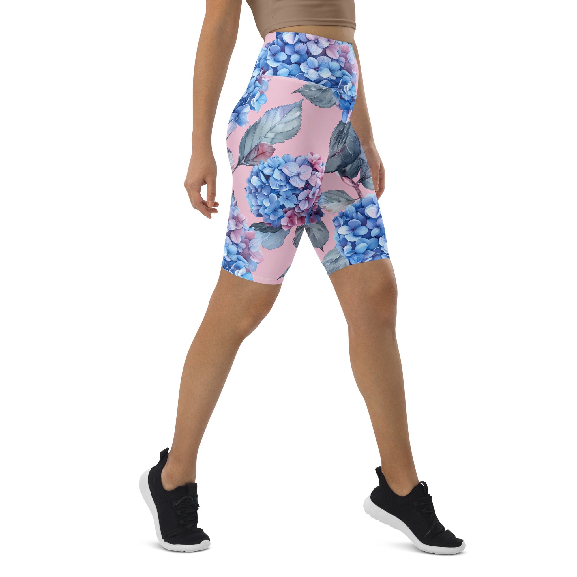 [Floral Bloom] Blushing Hydrangea Biker Shorts