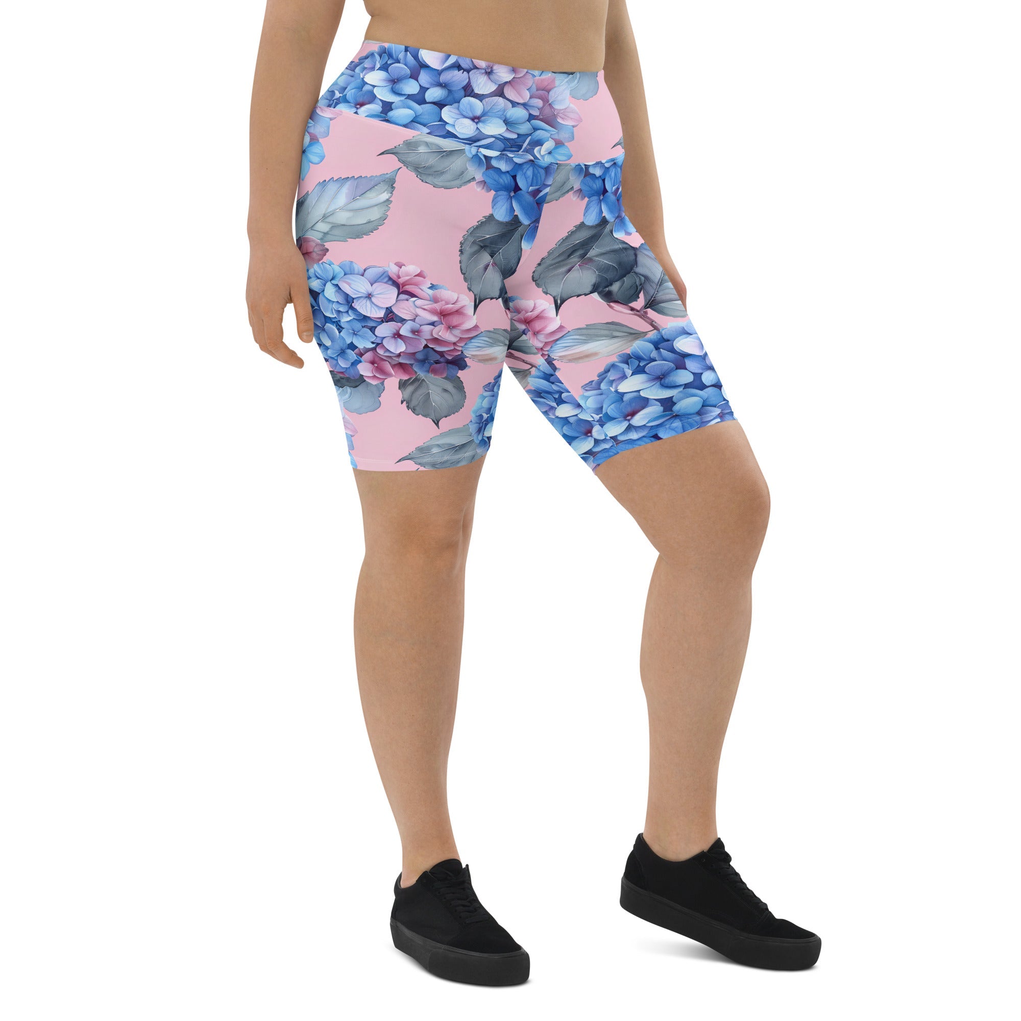 [Floral Bloom] Blushing Hydrangea Biker Shorts