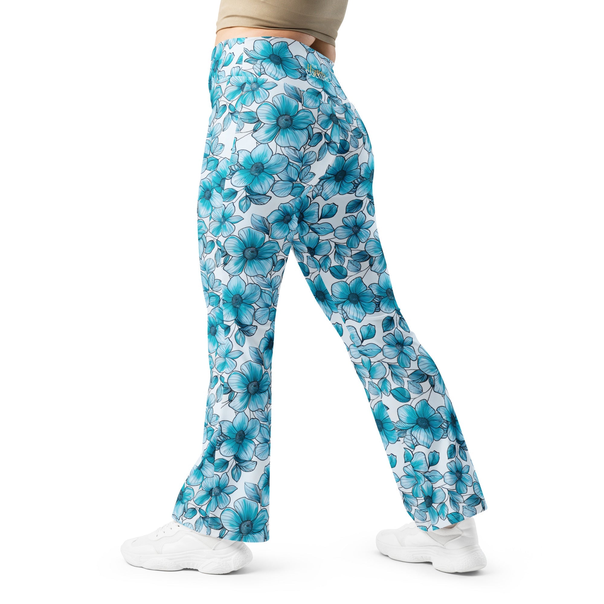 [Floral Bloom] Blue Mystique Flare leggings