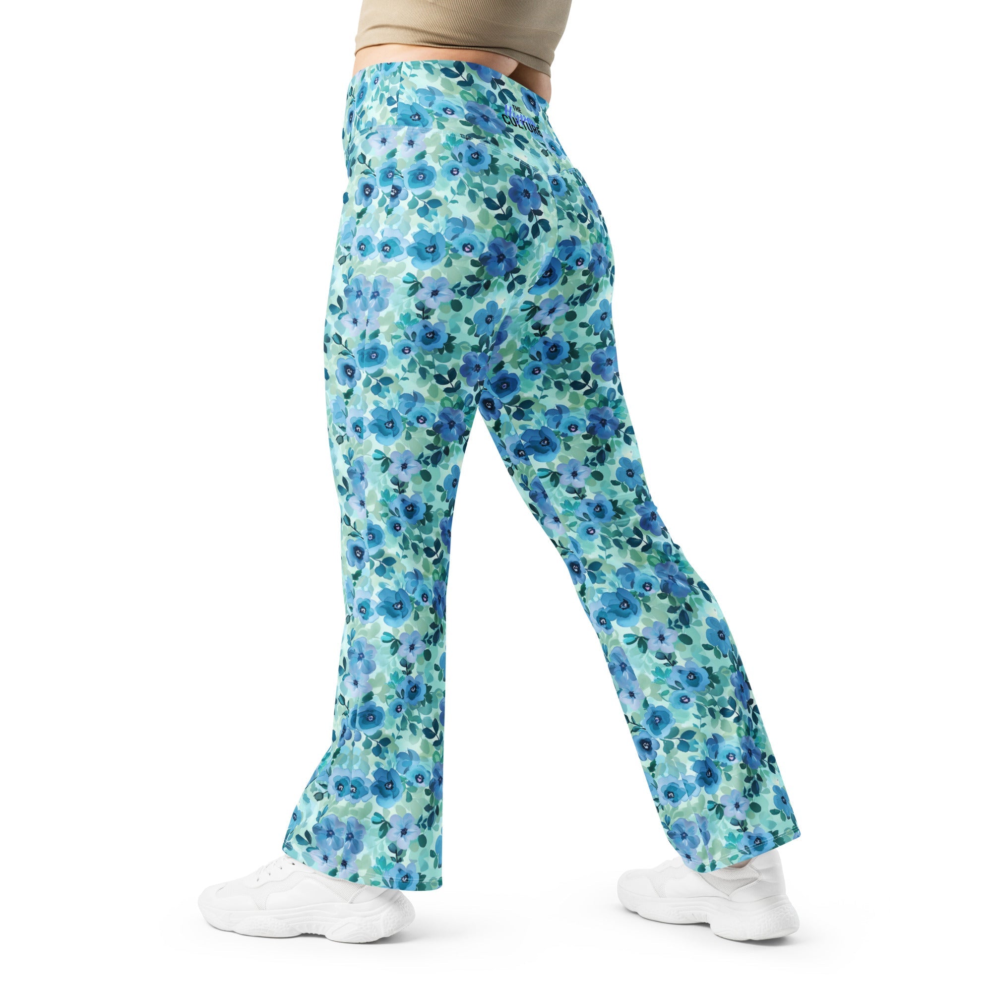 [Floral Bloom] Azure Meadow Flare leggings
