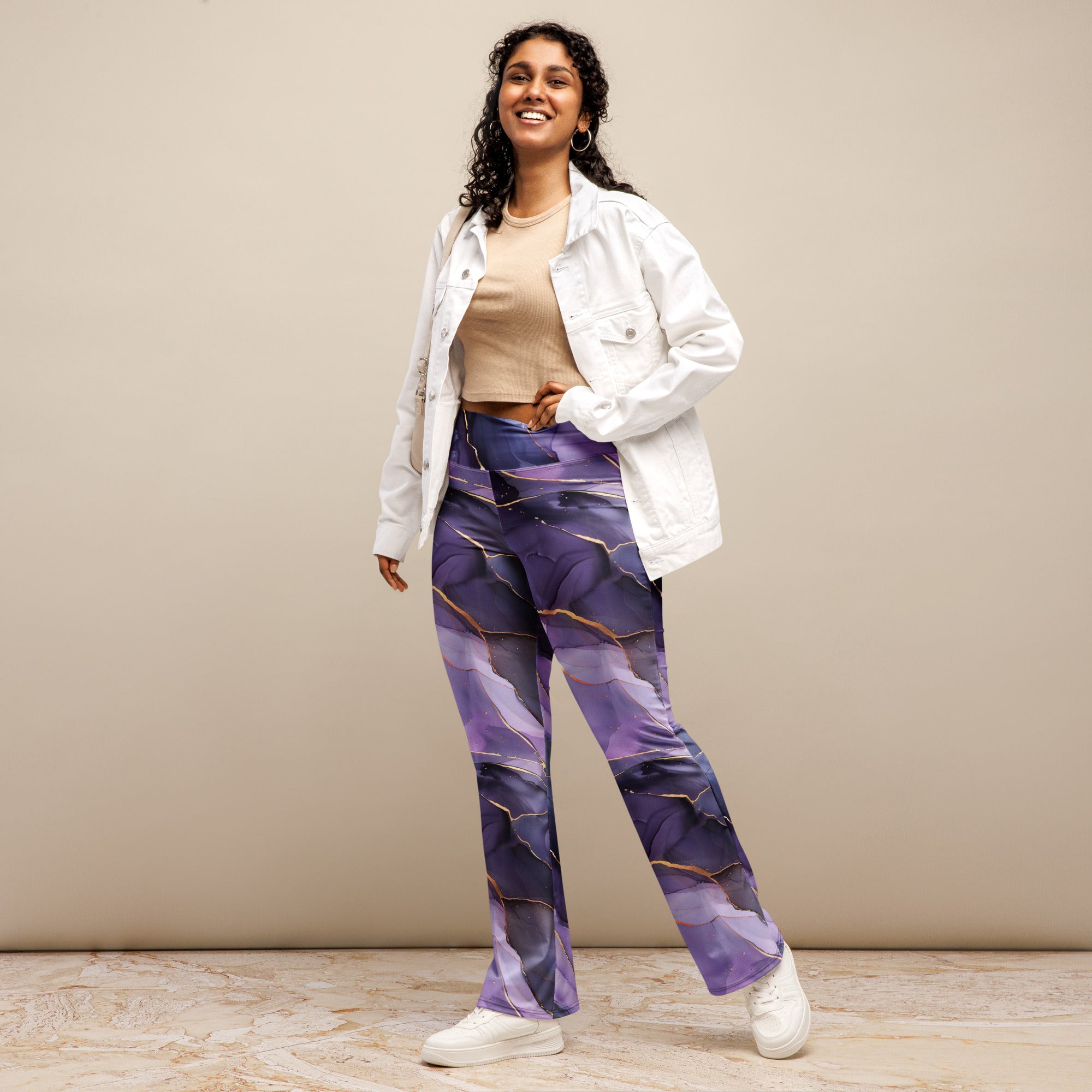 [Luxe Chic] Amethyst Gleam Flare Leggings