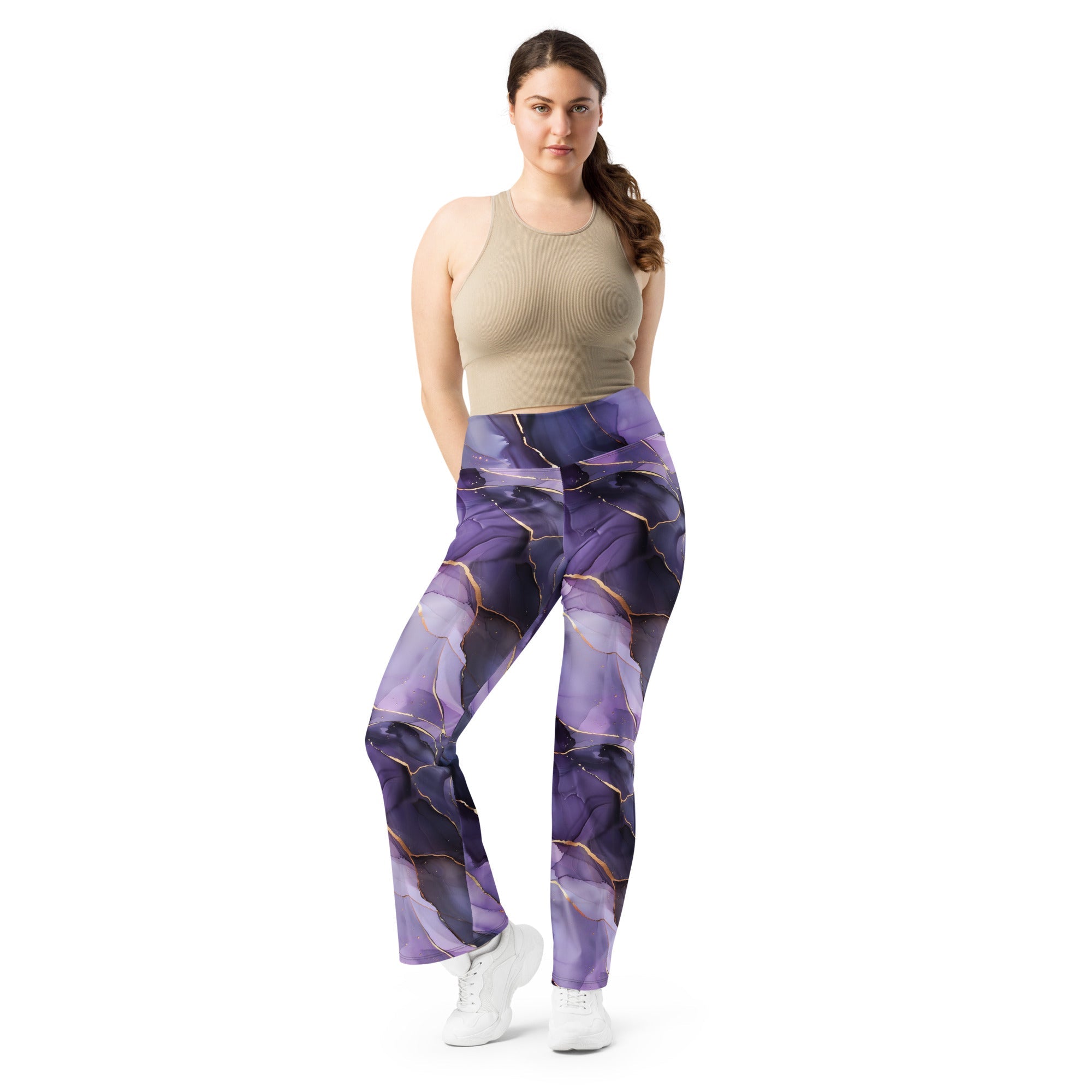 [Luxe Chic] Amethyst Gleam Flare Leggings
