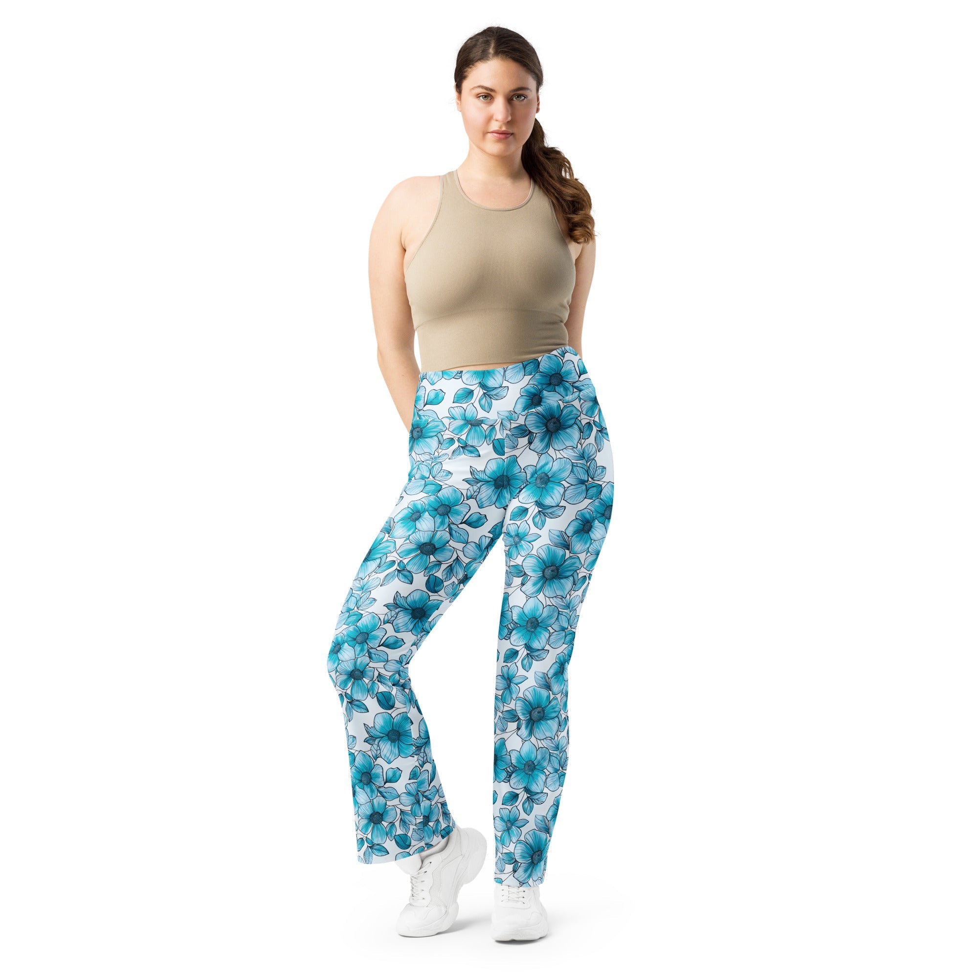 [Floral Bloom] Blue Mystique Flare leggings