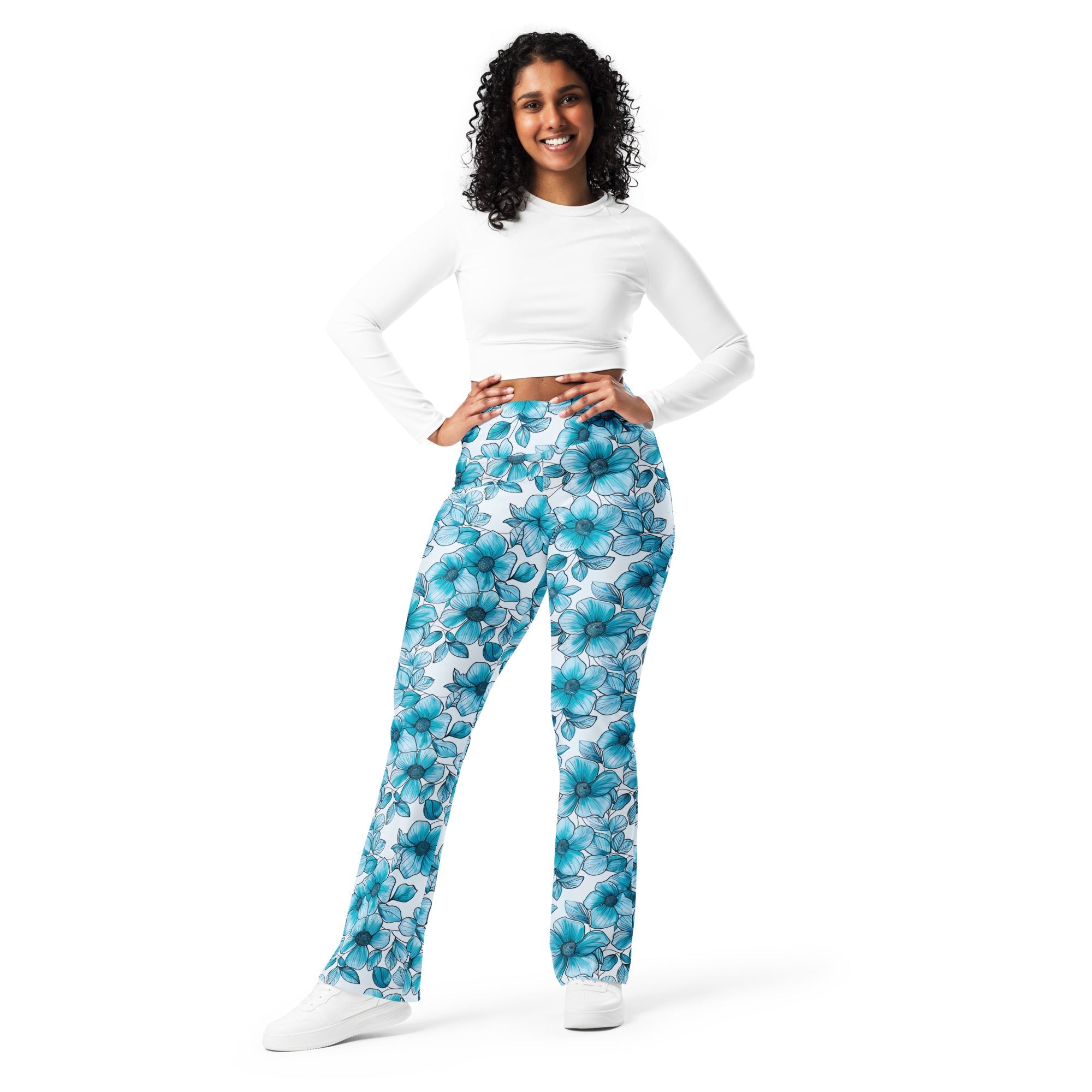 [Floral Bloom] Blue Mystique Flare leggings
