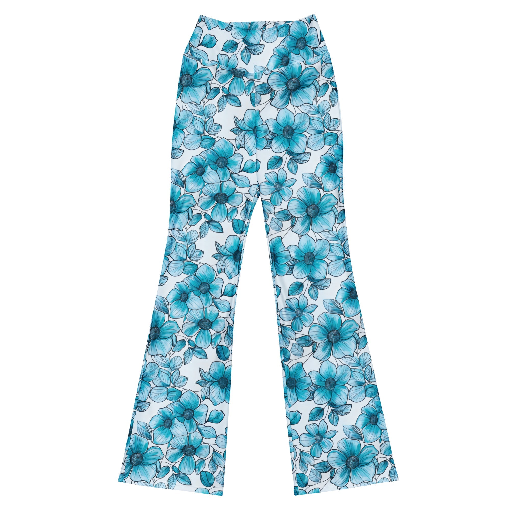 [Floral Bloom] Blue Mystique Flare leggings