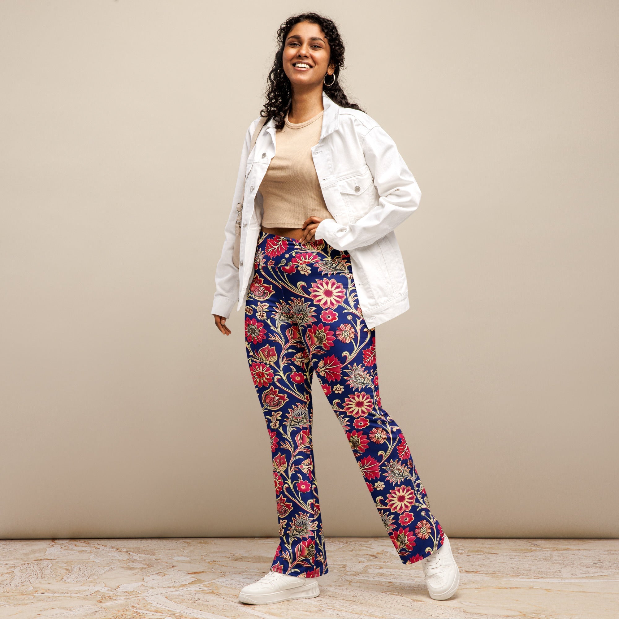 [Floral Bloom] Ruby Heritage Flare leggings