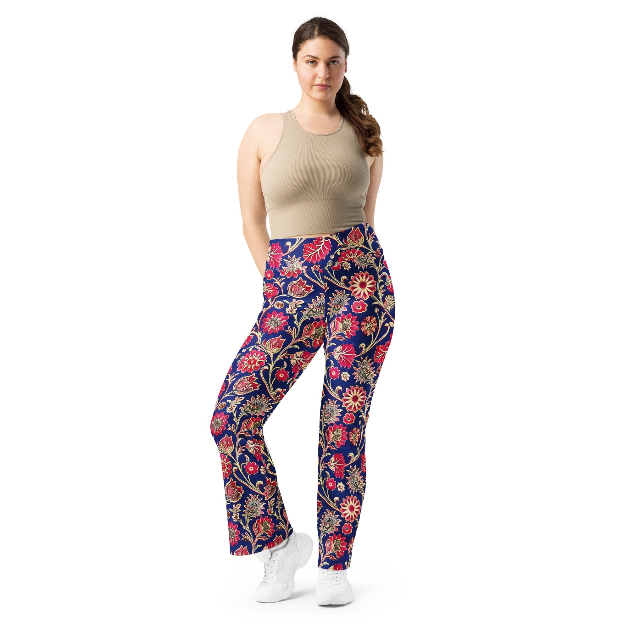 [Floral Bloom] Ruby Heritage Flare leggings