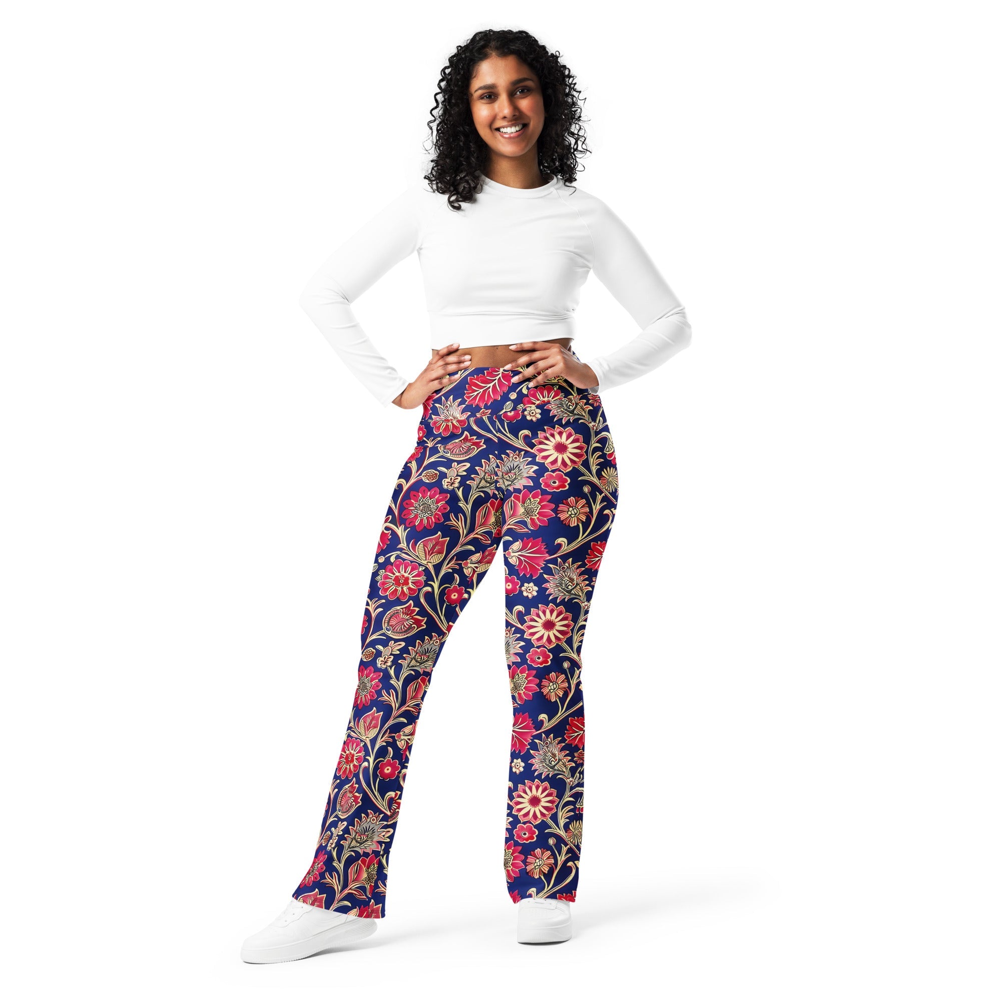 [Floral Bloom] Ruby Heritage Flare leggings