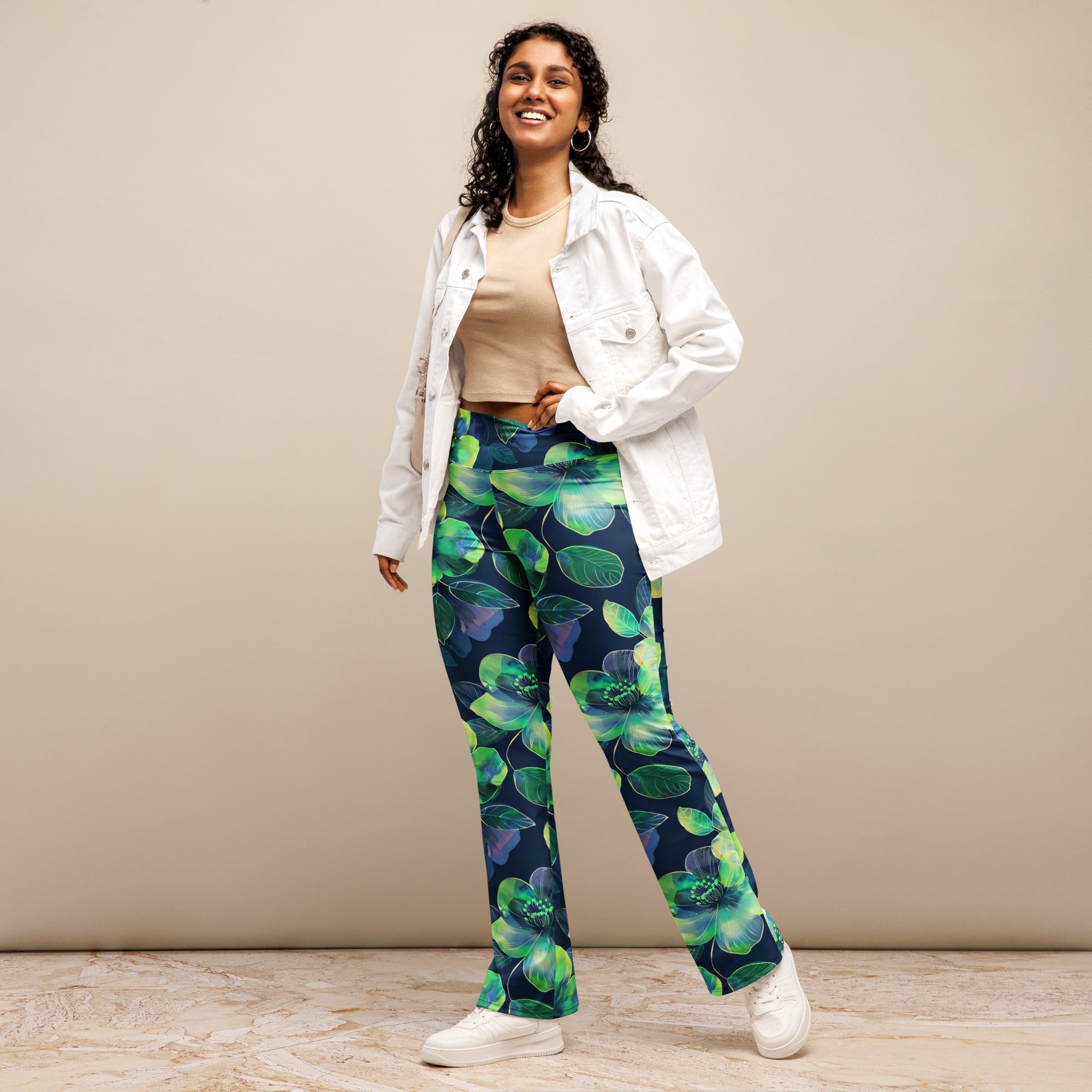 [Floral Bloom] Electric Flora Flare Leggings