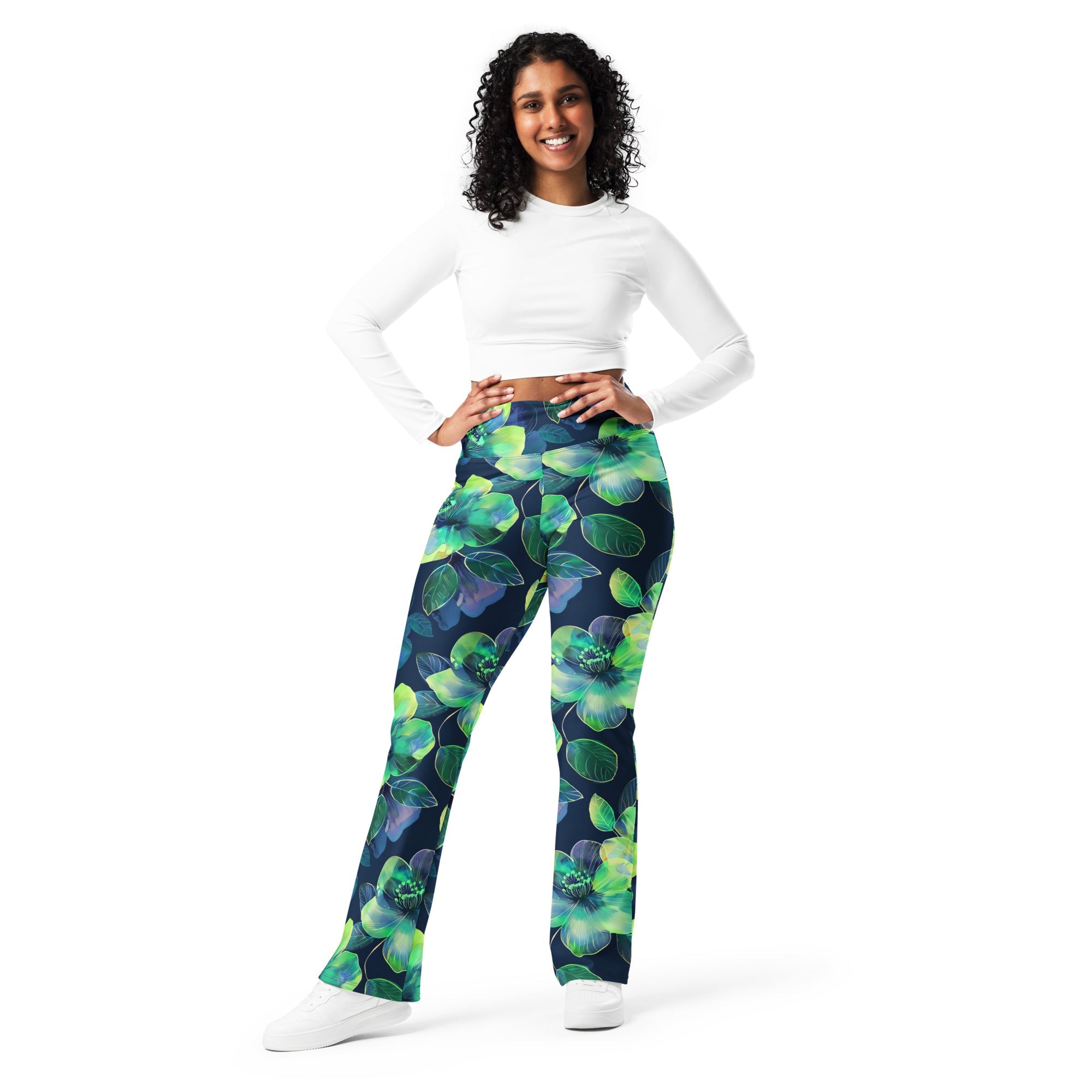 [Floral Bloom] Electric Flora Flare Leggings