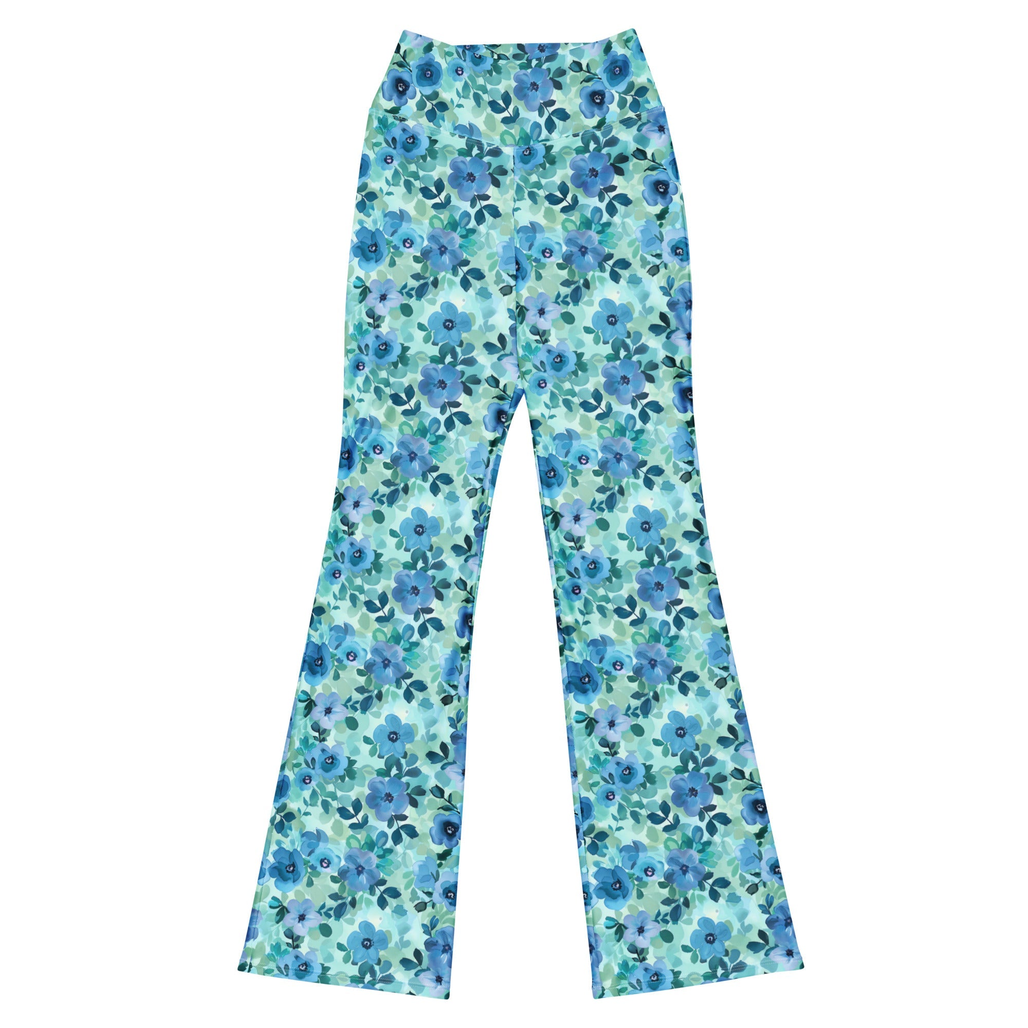 [Floral Bloom] Azure Meadow Flare leggings